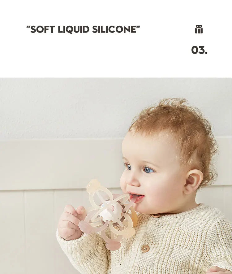 Silicone Baby Rattle Teether - Soft Chewable Sensory Toy for Infants 0-3 Years