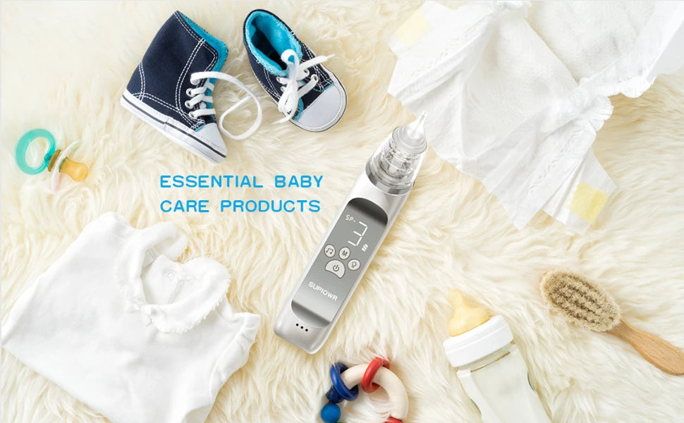 Electric Baby Nasal Aspirator β USB Rechargeable Nose Cleaner with Music, Lights & 3 Silicone Tips (Anti-Backflow Design)