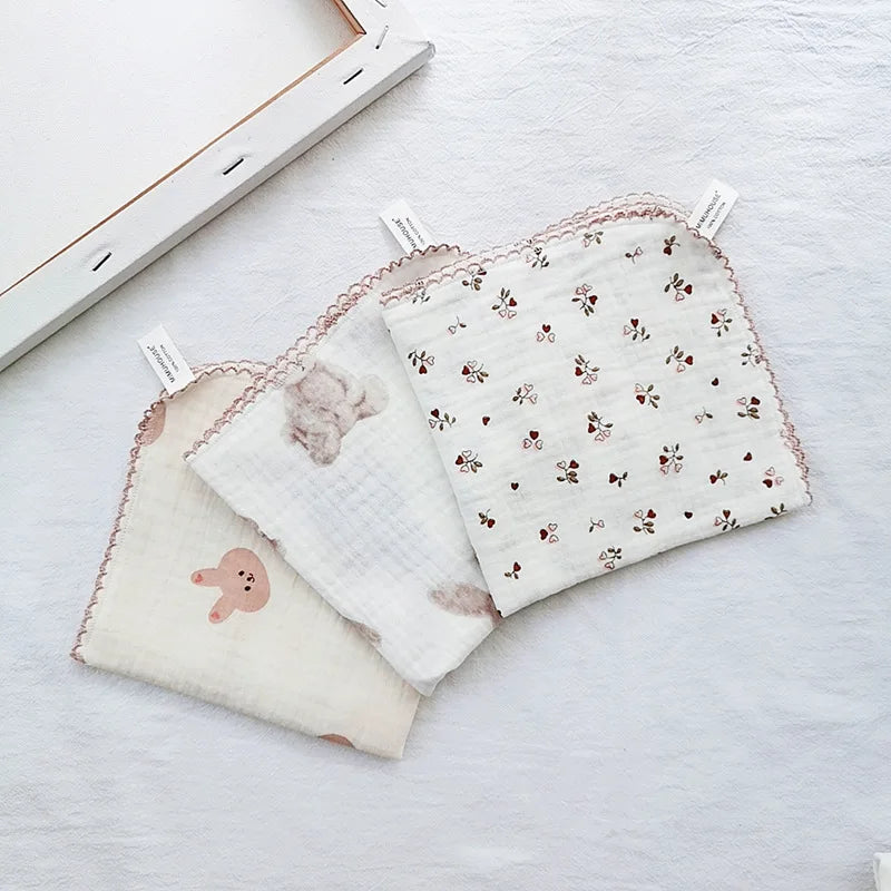 4-Layer Muslin Baby Face Towels – Soft Cotton Bibs & Burp Cloths for Newborns (0-12 Months)