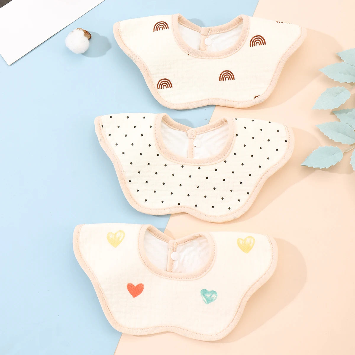 3pcs Waterproof Cotton Gauze Baby Bibs New Absorbent Saliva Towel Newborn Burp Cloths Bandana Scarf for Boys Girls Feeding Bibs