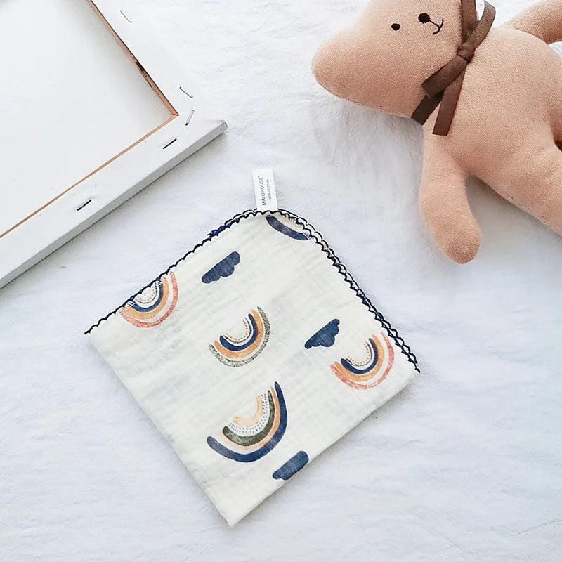 4-Layer Muslin Baby Face Towels – Soft Cotton Bibs & Burp Cloths for Newborns (0-12 Months)