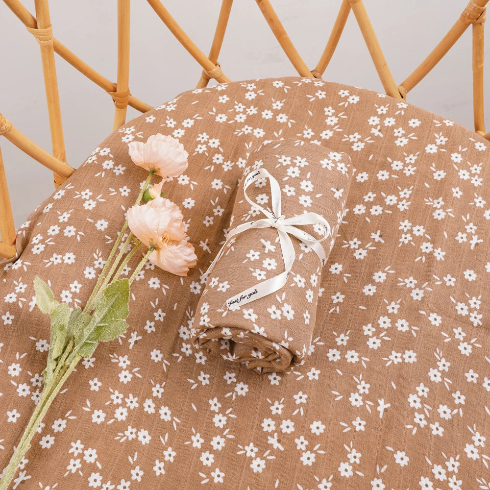 Bamboo Cotton Baby Muslin Swaddle Blanket - 120x110cm Soft Print Wrap by Elinfant