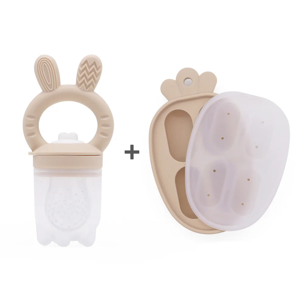 Silicone Fruit & Vegetable Teether Toys – Fun Ice Cream Mold Design for Baby Feeding (6+ Months)