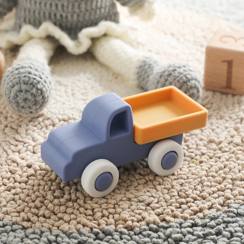 Montessori Silicone Car Toys - Educational Teether Blocks for Babies 0-12 Months