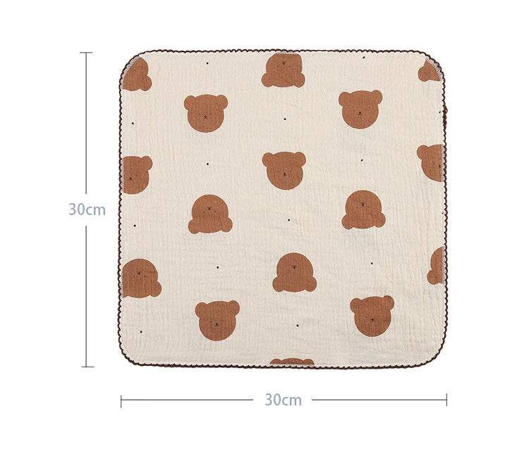 4-Layer Muslin Baby Face Towels – Soft Cotton Bibs & Burp Cloths for Newborns (0-12 Months)