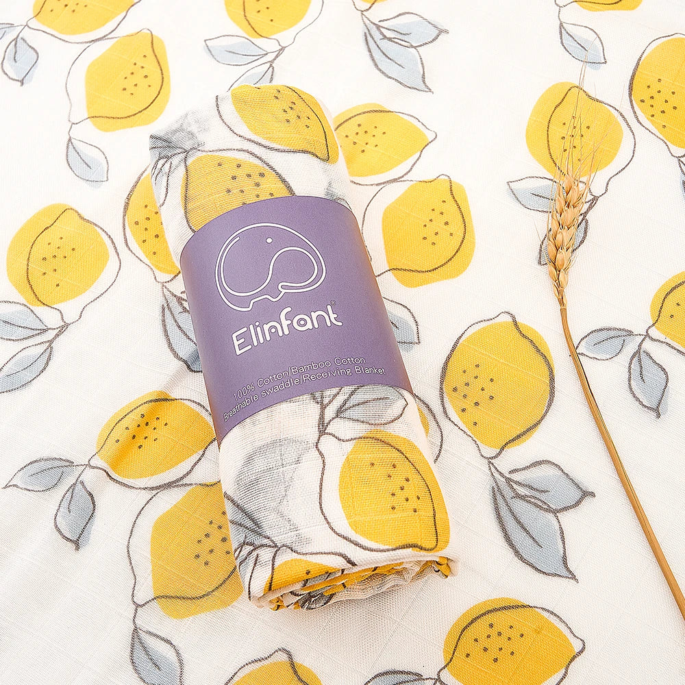 Bamboo Cotton Baby Muslin Swaddle Blanket - 120x110cm Soft Print Wrap by Elinfant