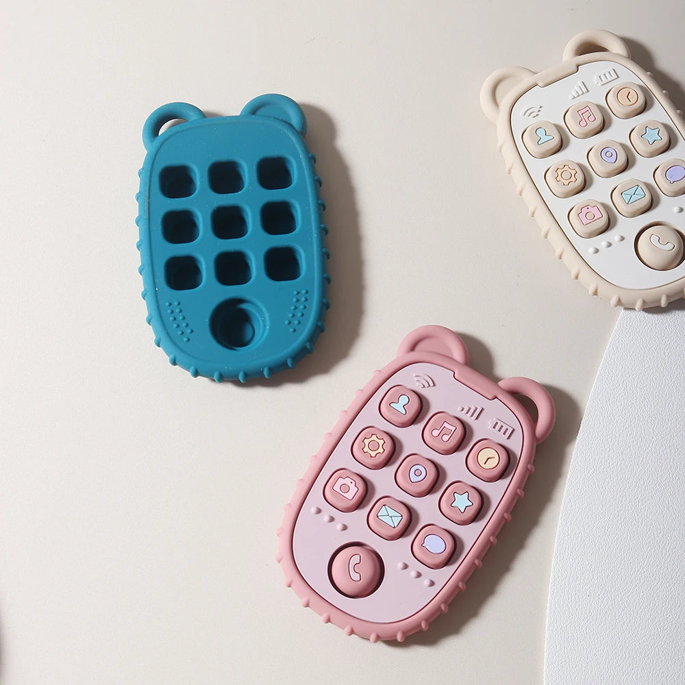 New Baby Phone Teether - Silicone Mobile Shape Sensory Educational Toy Gift Set