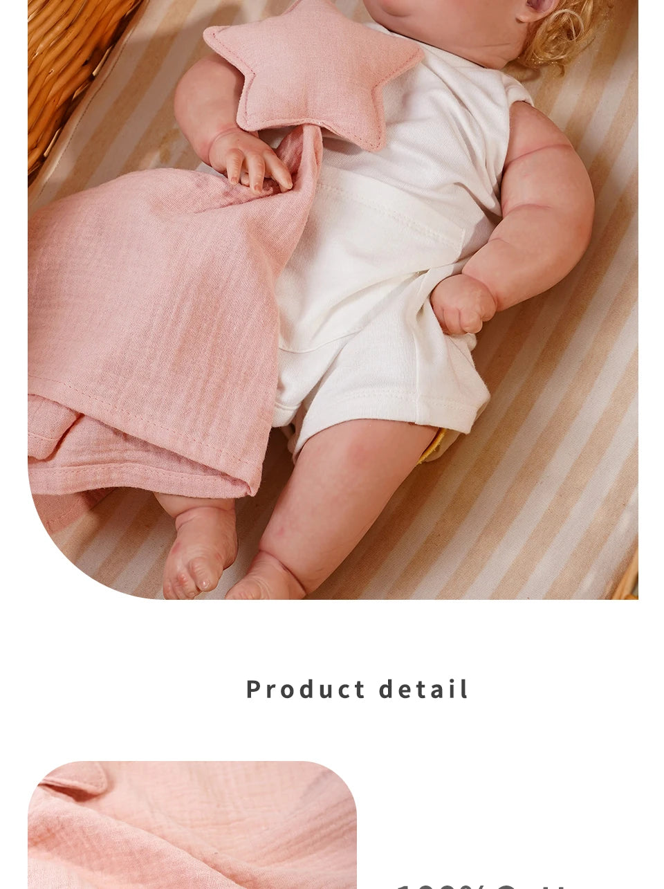 Baby Cotton Muslin Comfort Blanket - Cute Cat Doll Security Towel for Infants