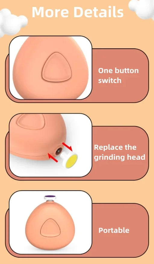 Electric Baby Nail Polisher - Automatic Nail Clipper & Portable File Set for Children