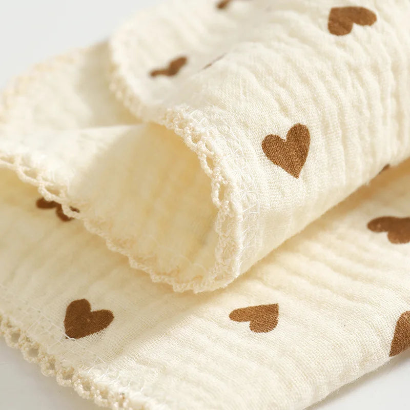 Newborn Drooling Bib Gauze Handkerchief Bib Organic Cotton Soft and Absorbent Baby Scarf Cute Cartoon Bear Print Towels