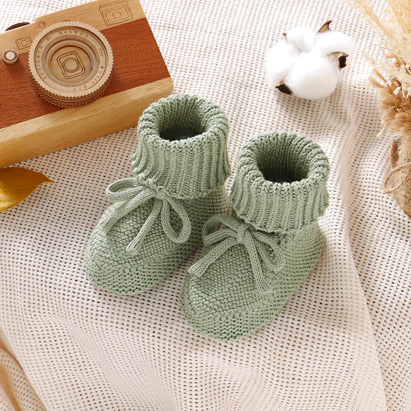 Baby Shoes Solid Color Knitted Newborn Boys and Girls Boots First Walkers Soft Bottom Infant Unisex Footwear 0-18m Child Booties