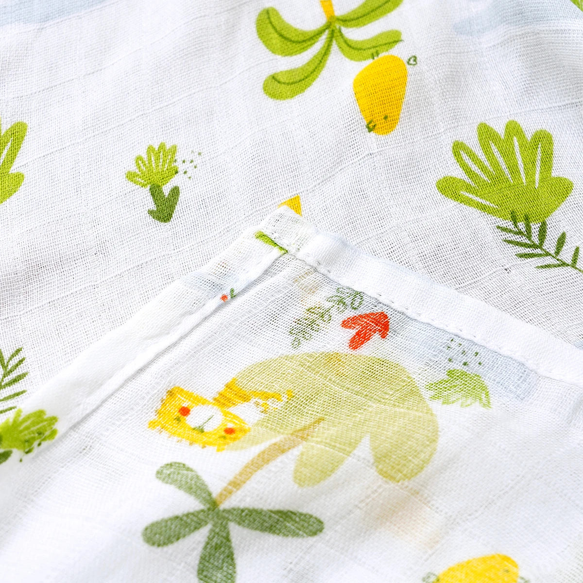 Bamboo Cotton Baby Muslin Swaddle Blanket - 120x110cm Soft Print Newborn Wrap
