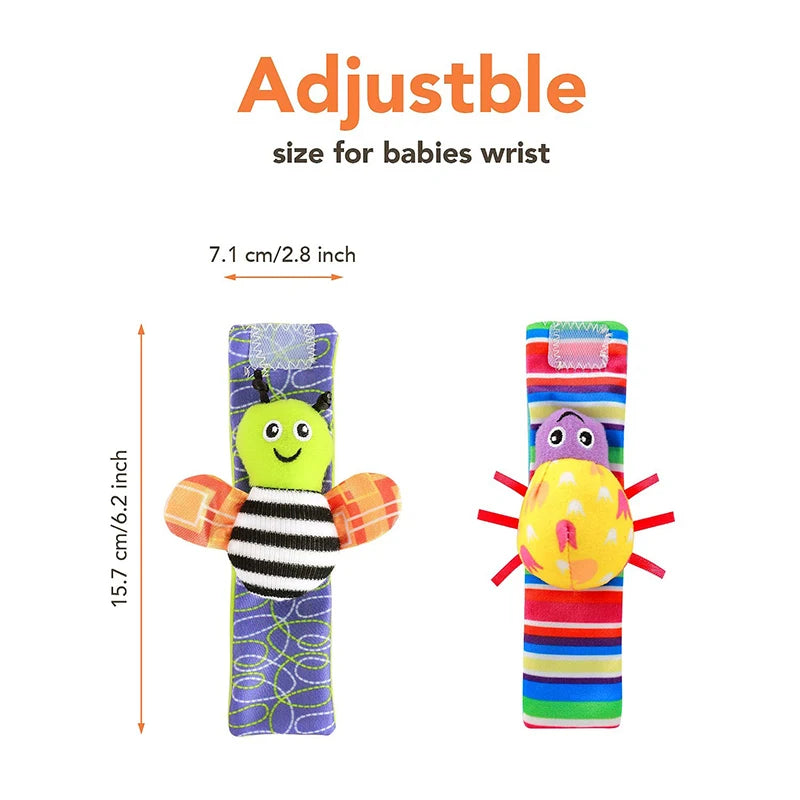 4PCS/SET Baby Rattle Toys Cute Stuffed Animals Wrist Rattle Foot Finder Socks 0~12 Months For Infant Boy Girl Newborn Gift