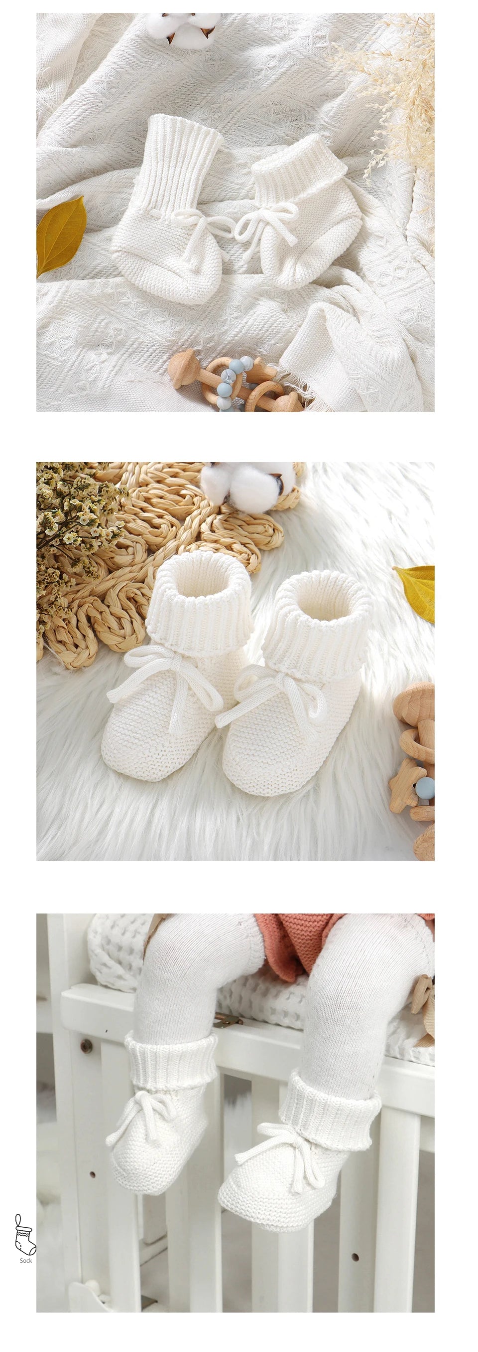 Baby Shoes Solid Color Knitted Newborn Boys and Girls Boots First Walkers Soft Bottom Infant Unisex Footwear 0-18m Child Booties