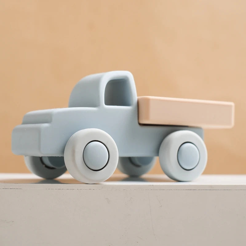 Montessori Silicone Car Toys - Educational Teether Blocks for Babies 0-12 Months