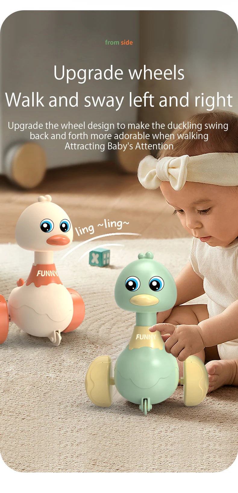Baby Swing Duck Toy - Cartoon Press Vehicles & Pull Back Cars Educational Set