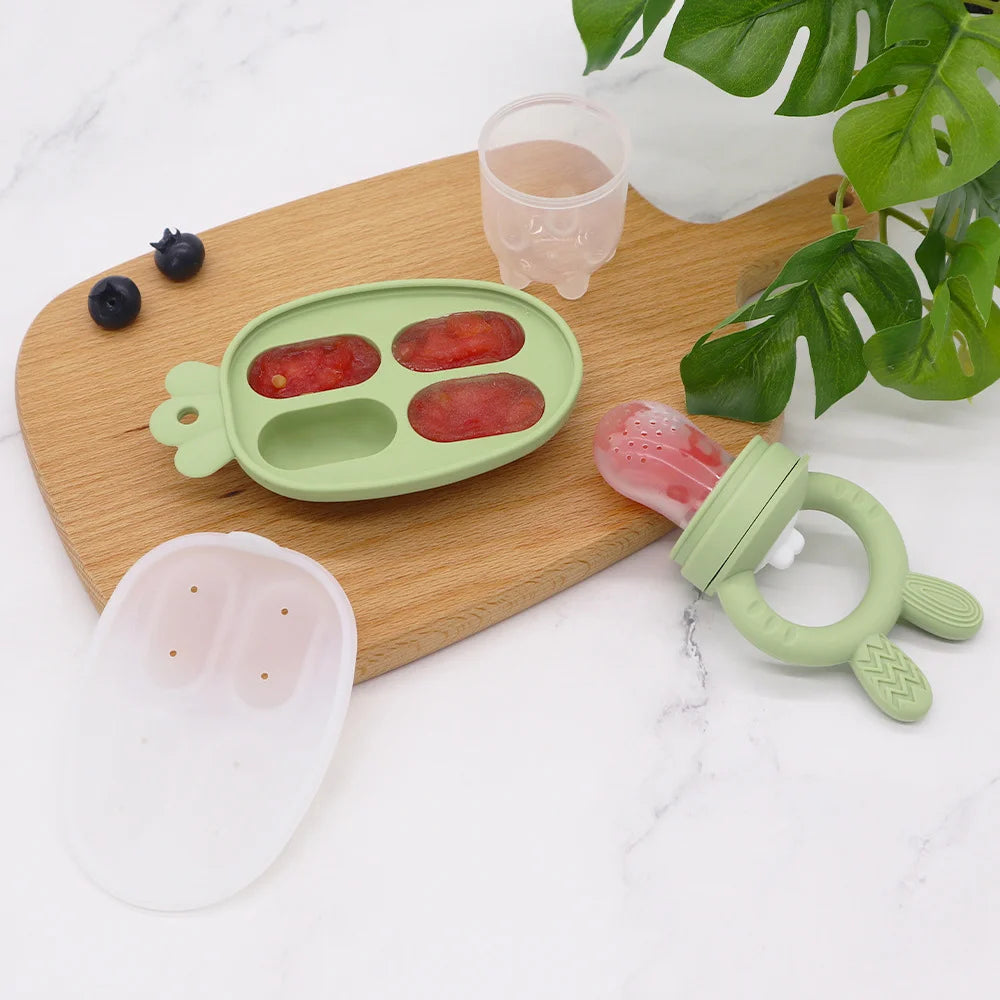 Silicone Fruit & Vegetable Teether Toys – Fun Ice Cream Mold Design for Baby Feeding (6+ Months)