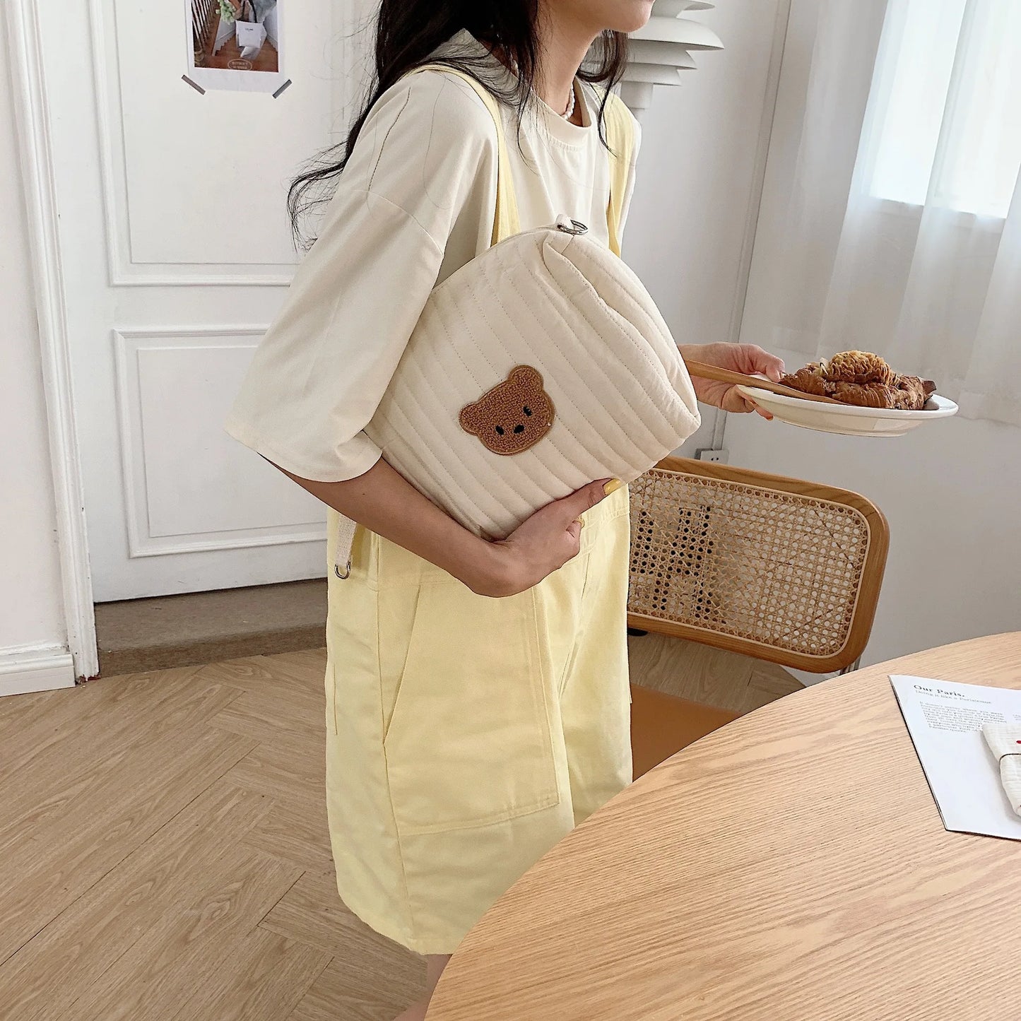 Ins Cotton Diaper Bag for Stroller Hanging Bag Baby Items Nappy Caddy Organizer Mommy Bag Zipper Cute Women Makeup Bag Kids