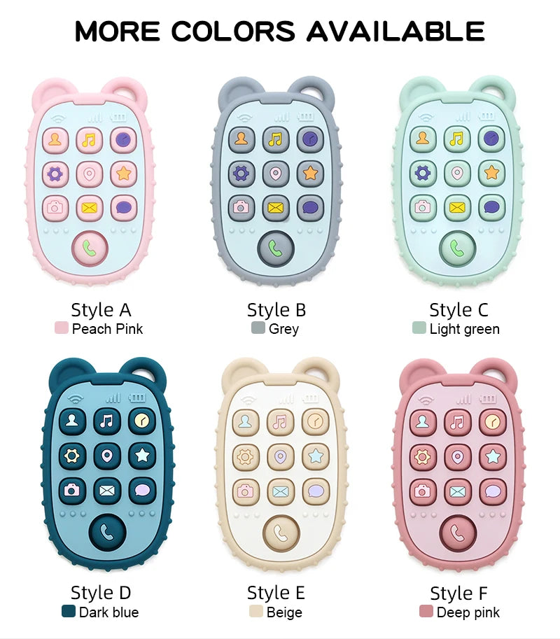 New Baby Phone Teether - Silicone Mobile Shape Sensory Educational Toy Gift Set