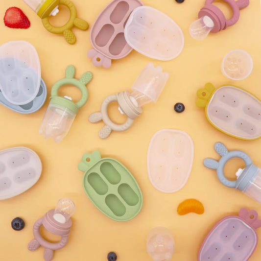 Silicone Fruit & Vegetable Teether Toys – Fun Ice Cream Mold Design for Baby Feeding (6+ Months)