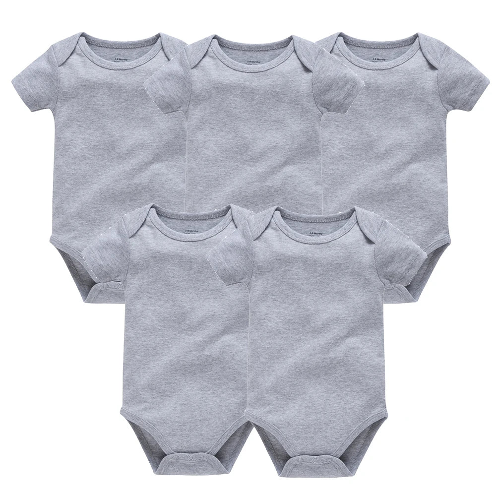 5 Pcs Set Baby Boys Clothes 100%Cotton Solid Black Short Sleeve Blank Baby Bodysuits body bebe  Newborn Jumpsuit Plain 0-24 M