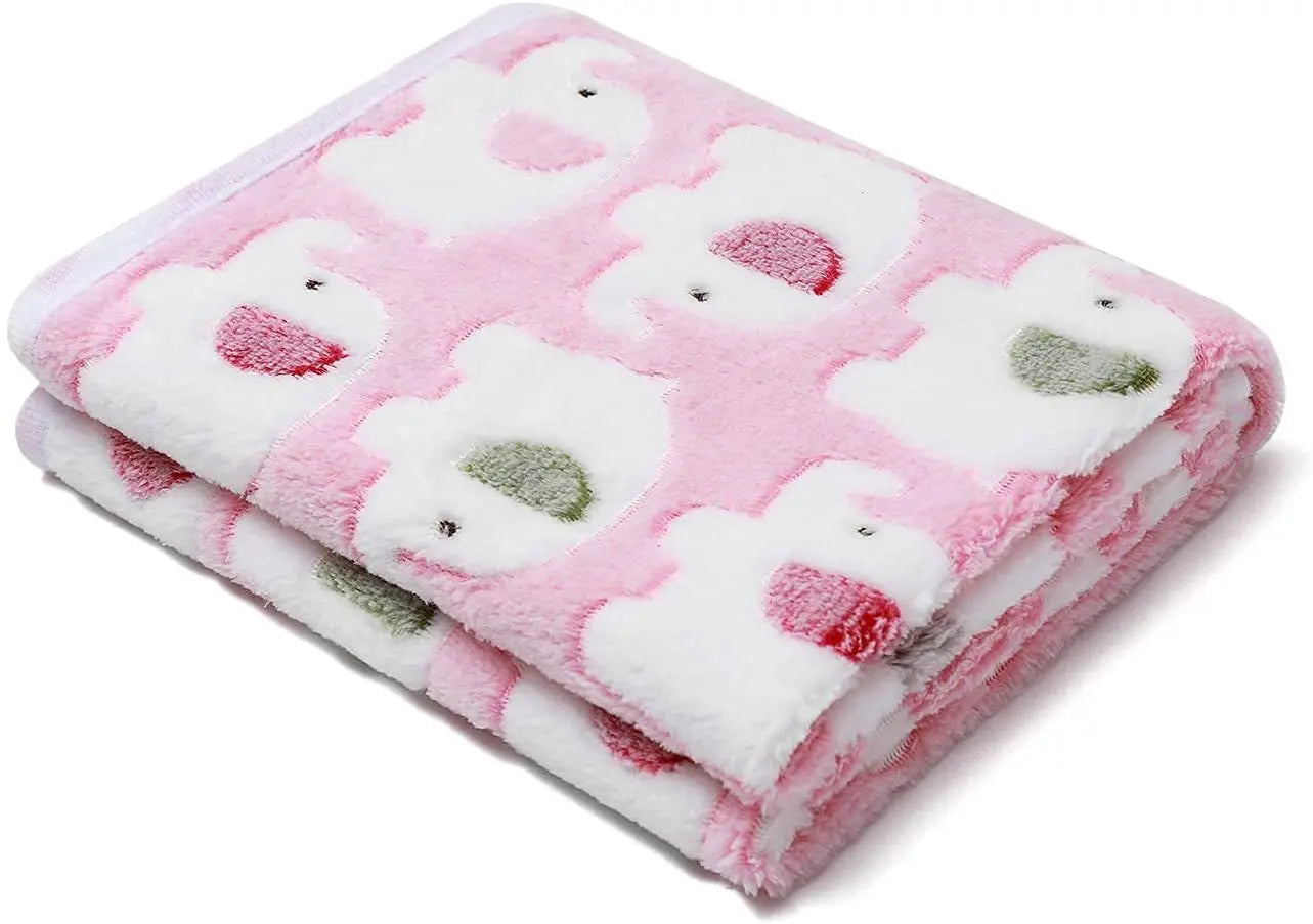 Cute Elephant Baby Blanket - Soft Coral Velvet Swaddle Wrap & Stroller Cover