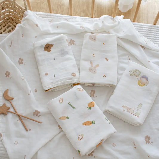 Bamboo Cotton Muslin Baby Swaddle β Lightweight 90 Γ 90 cm