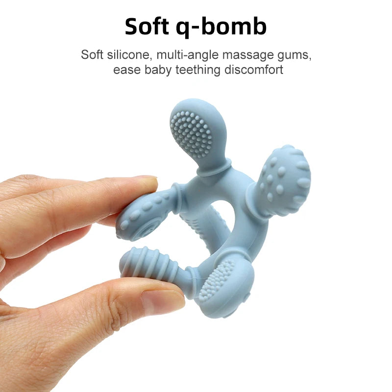 Multicolor Silicone Baby Ring Teether - Anxiety Relief Sensory Toy for 0-12 Months