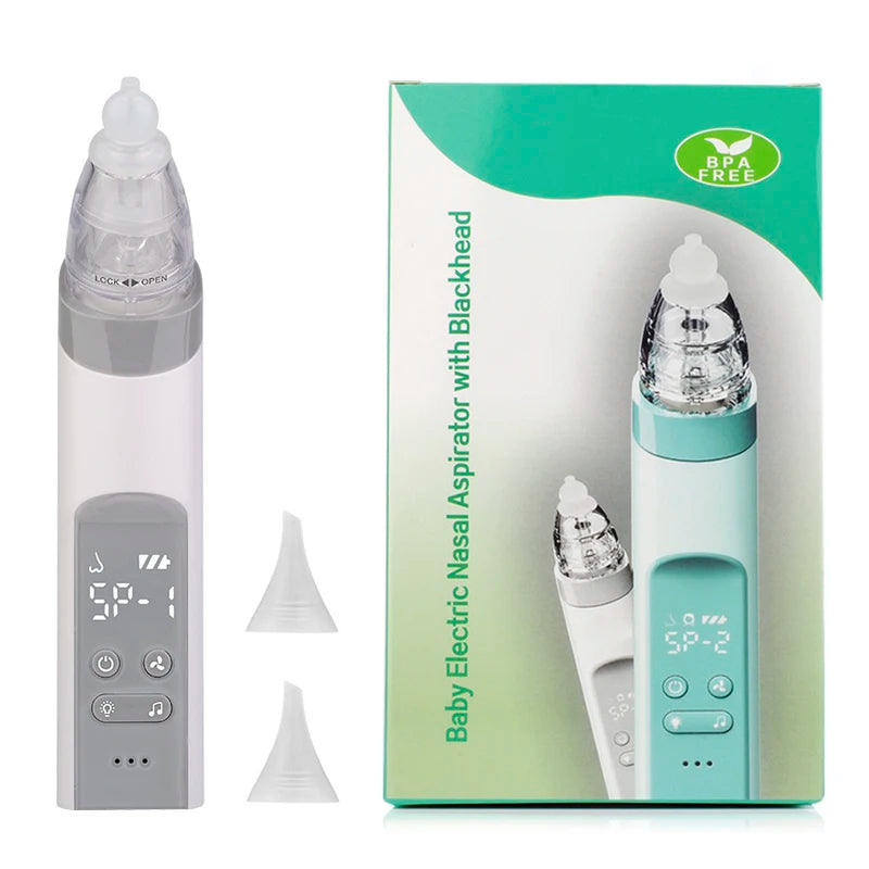 Electric Baby Nasal Aspirator β USB Rechargeable Nose Cleaner with Music, Lights & 3 Silicone Tips (Anti-Backflow Design)