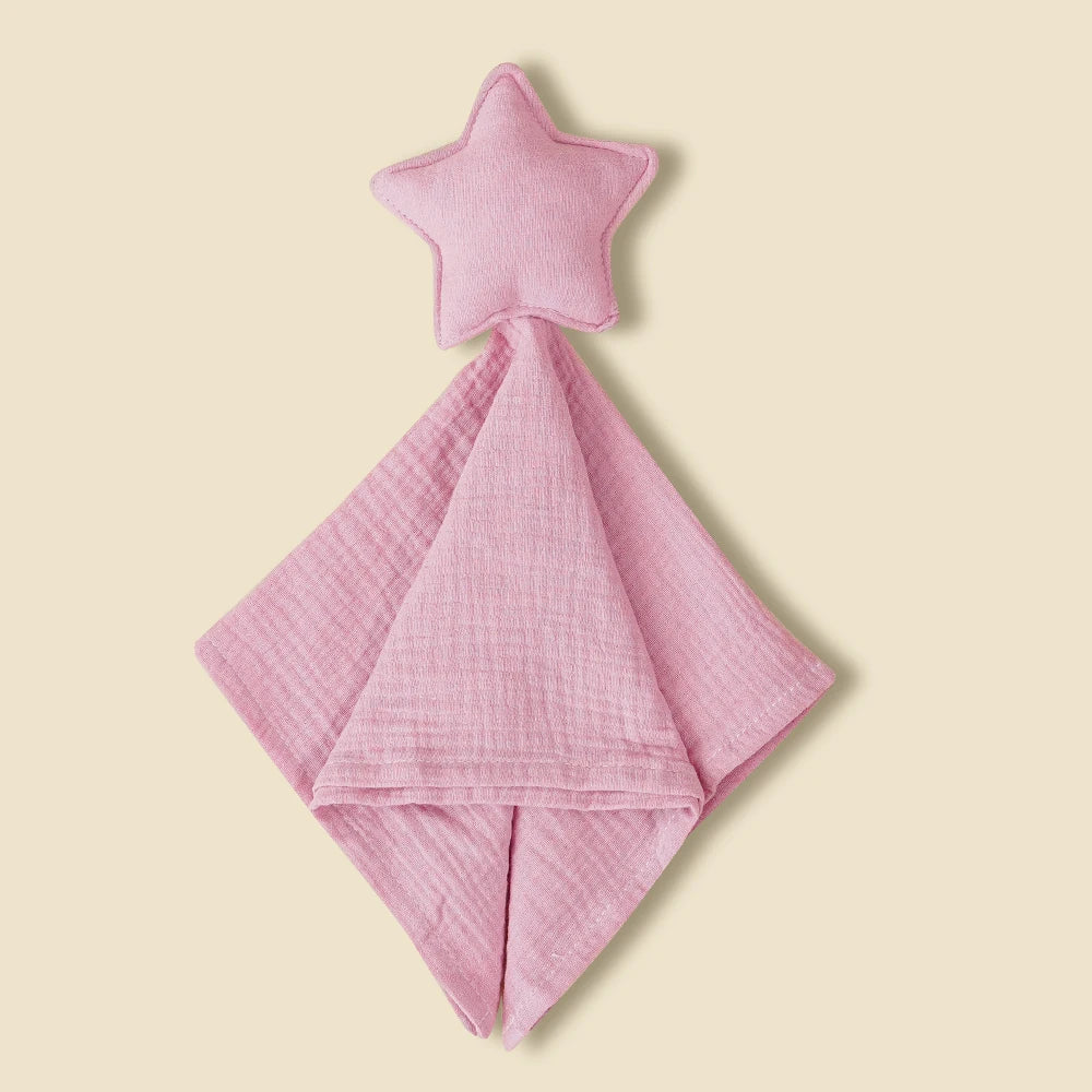 Baby Cotton Muslin Comfort Blanket - Cute Cat Doll Security Towel for Infants