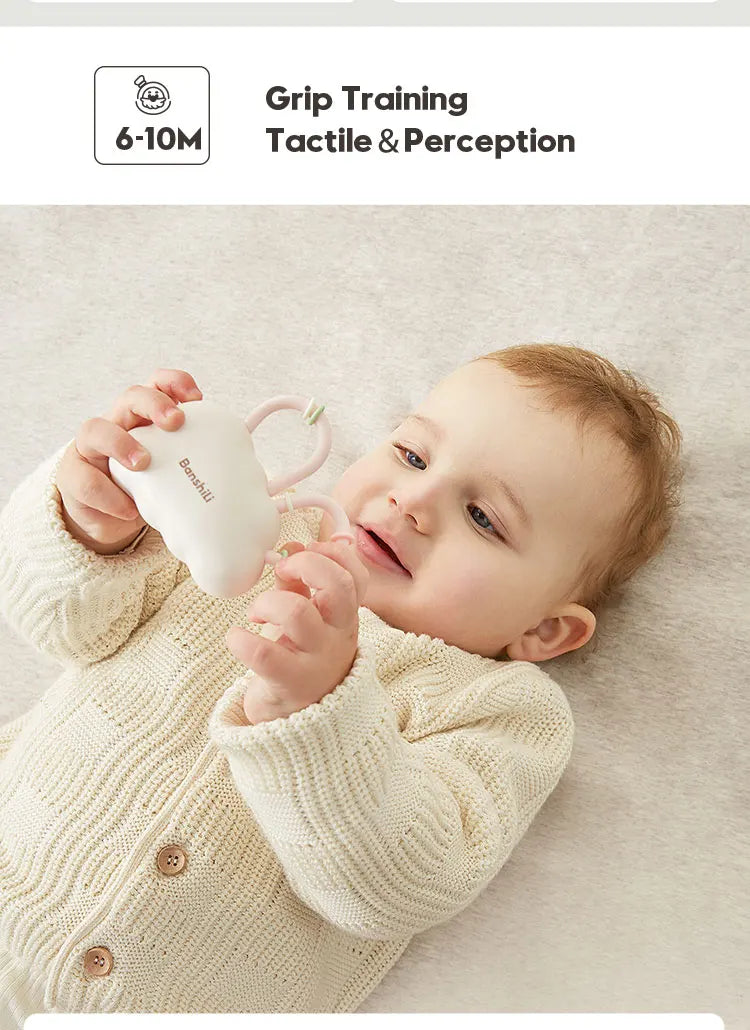Silicone Baby Rattle Teether - Soft Chewable Sensory Toy for Infants 0-3 Years