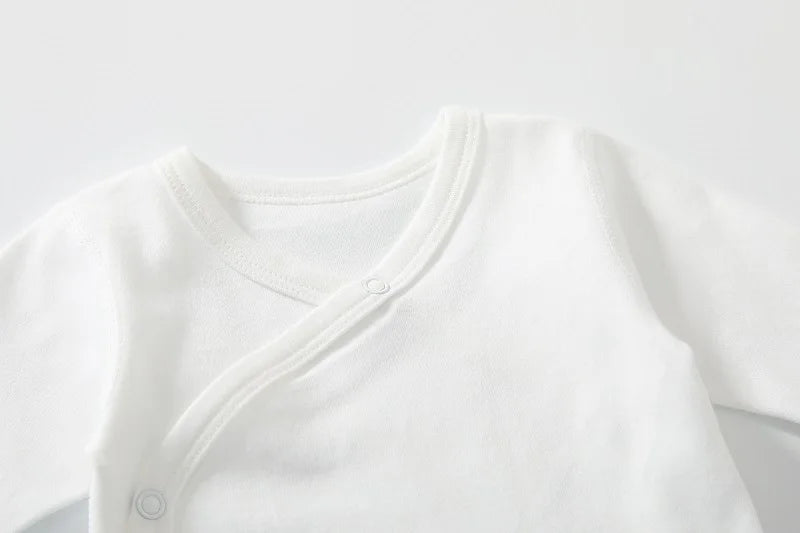 Newborn Baby Clothing Slanting Open Buckle T Shirt Tops Cotton Long Sleeves Solid Color Tees Baby Boys Girls Outfit 0-12 Months