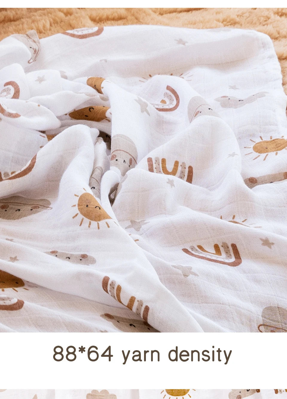 Bamboo Cotton Baby Muslin Swaddle Blanket - 120x110cm Soft Print Wrap by Elinfant