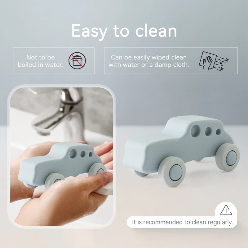 Montessori Silicone Car Toys - Educational Teether Blocks for Babies 0-12 Months