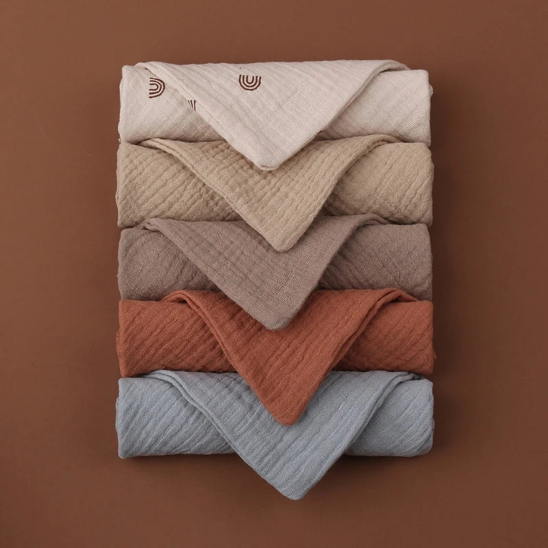 5-Pack Baby Muslin Towel Set - Soft Cotton Gauze Washcloths for Newborns