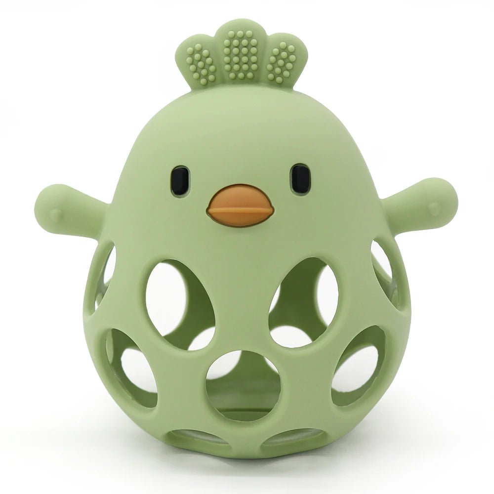 Silicone Baby Teething Gloves – Cartoon Chick Design Anti-Bite Hand Protection for Gum Relief (3+ Months)