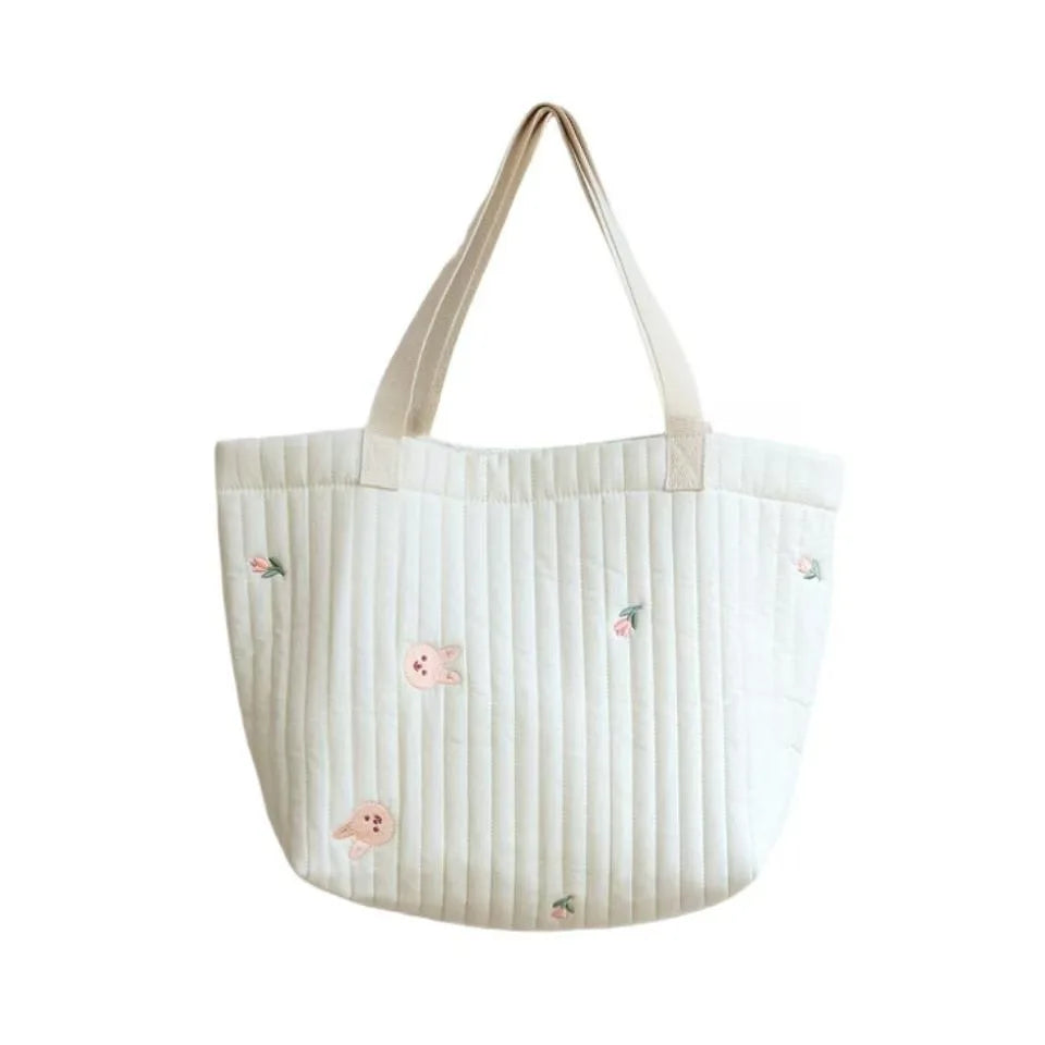 Cotton Embroidery Baby Diaper Bag - Large Capacity Mommy Tote & Organizer