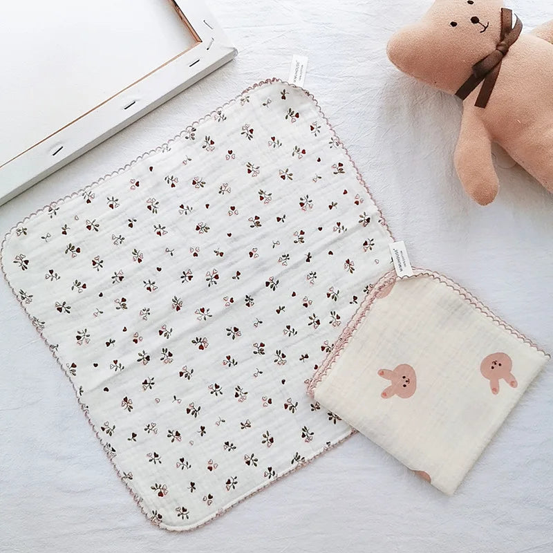 4-Layer Muslin Baby Face Towels – Soft Cotton Bibs & Burp Cloths for Newborns (0-12 Months)