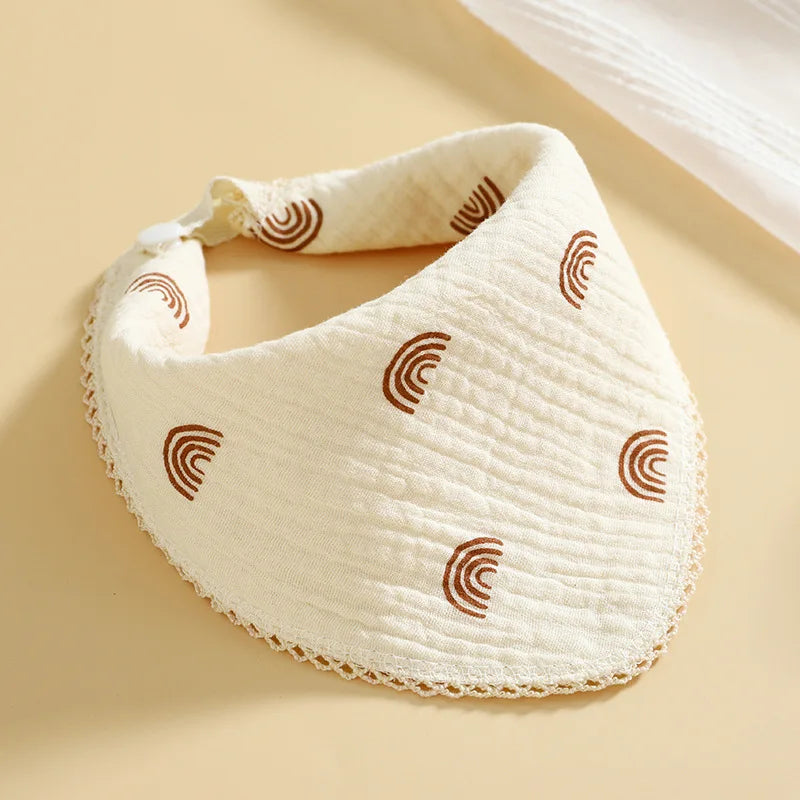 Newborn Drooling Bib Gauze Handkerchief Bib Organic Cotton Soft and Absorbent Baby Scarf Cute Cartoon Bear Print Towels