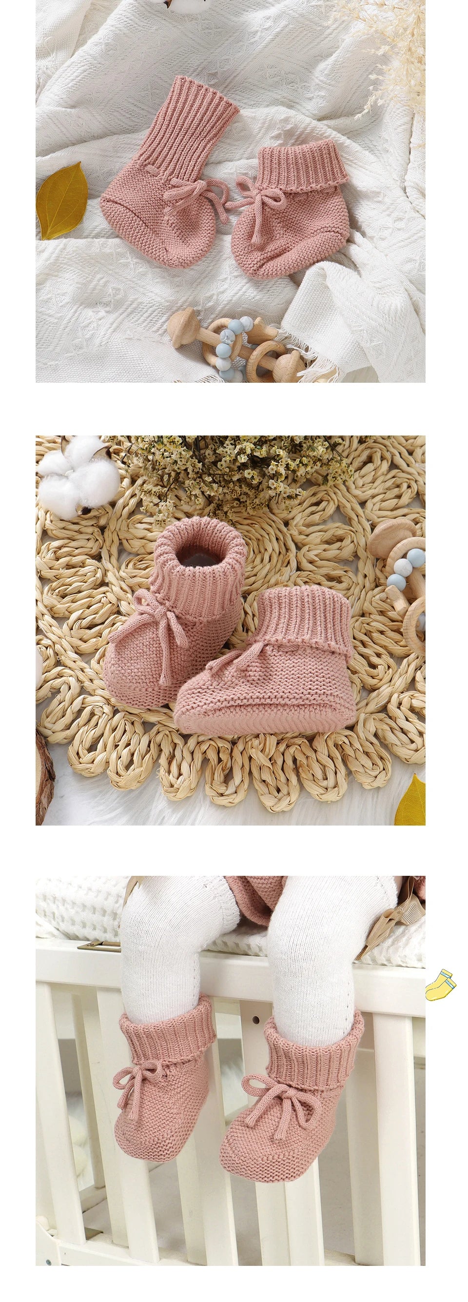 Baby Shoes Solid Color Knitted Newborn Boys and Girls Boots First Walkers Soft Bottom Infant Unisex Footwear 0-18m Child Booties