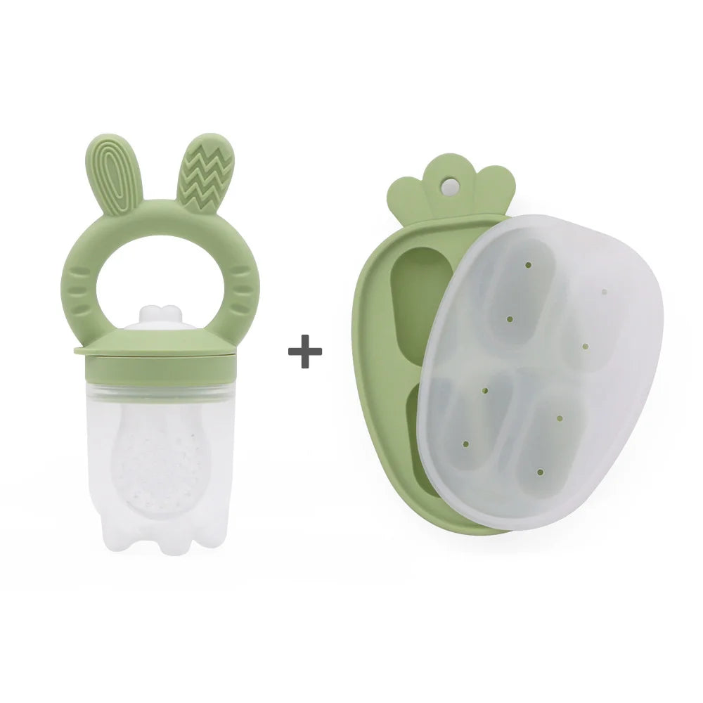 Silicone Fruit & Vegetable Teether Toys – Fun Ice Cream Mold Design for Baby Feeding (6+ Months)