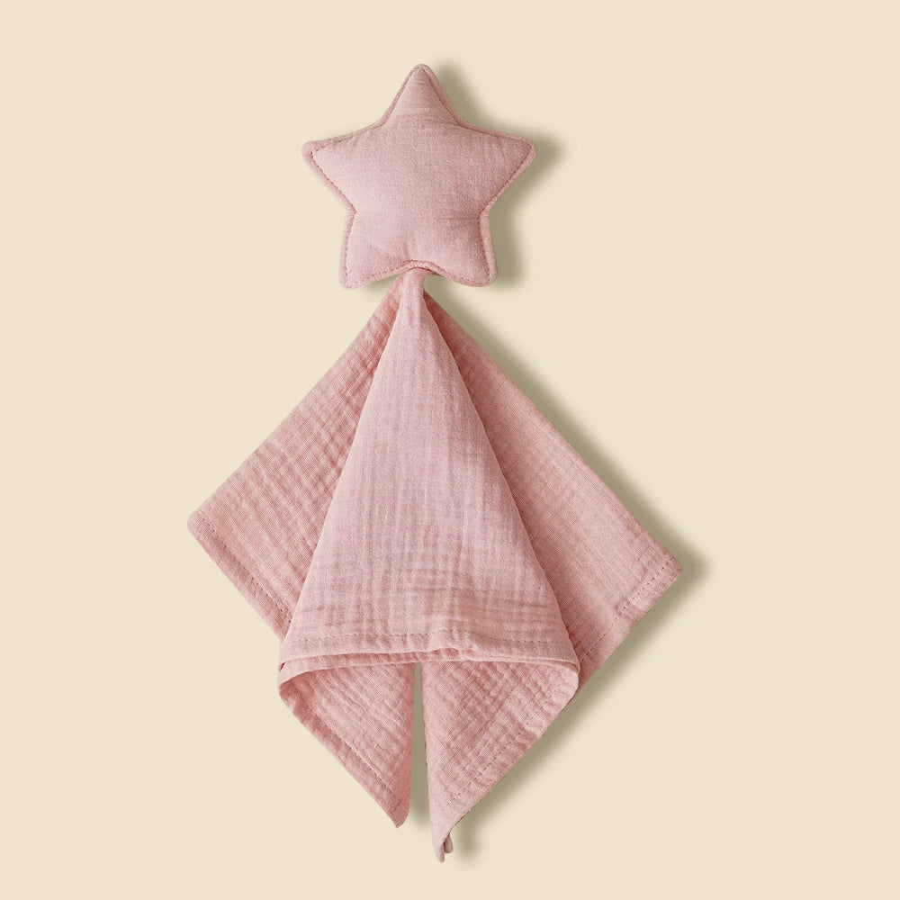 Baby Cotton Muslin Comfort Blanket - Cute Cat Doll Security Towel for Infants
