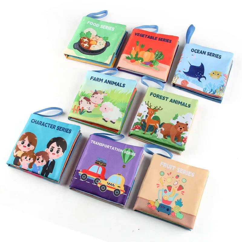 Cloth Book for Early Education - 4-Page 8-Sided English Learning Book for Kids