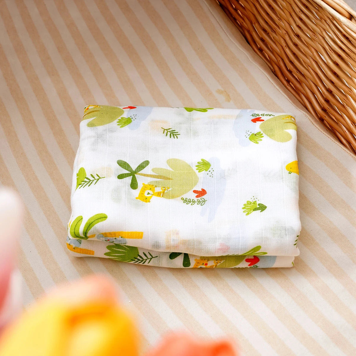 Bamboo Cotton Baby Muslin Swaddle Blanket - 120x110cm Soft Print Newborn Wrap