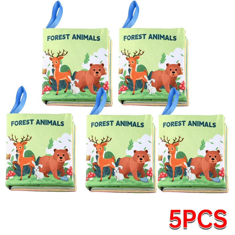 Cloth Book for Early Education - 4-Page 8-Sided English Learning Book for Kids