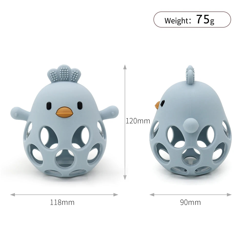 Silicone Baby Teething Gloves – Cartoon Chick Design Anti-Bite Hand Protection for Gum Relief (3+ Months)