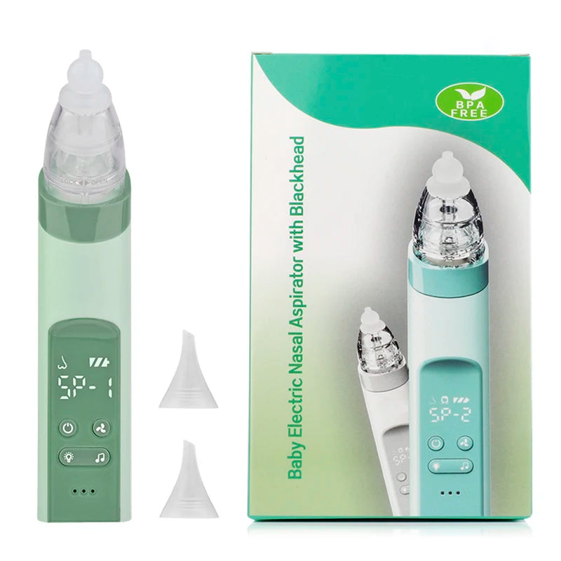 Electric Baby Nasal Aspirator β USB Rechargeable Nose Cleaner with Music, Lights & 3 Silicone Tips (Anti-Backflow Design)