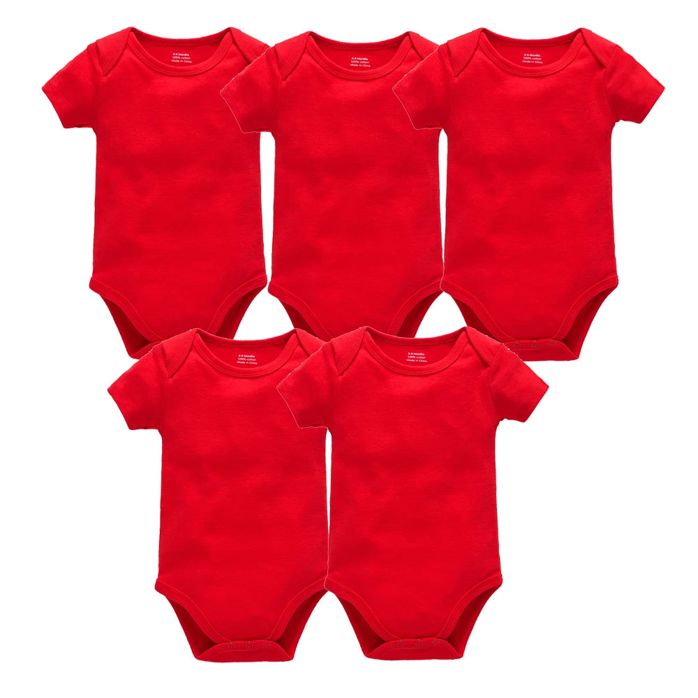 5 Pcs Set Baby Boys Clothes 100%Cotton Solid Black Short Sleeve Blank Baby Bodysuits body bebe  Newborn Jumpsuit Plain 0-24 M