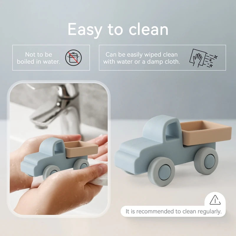 Montessori Silicone Car Toys - Educational Teether Blocks for Babies 0-12 Months