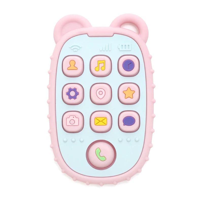 New Baby Phone Teether - Silicone Mobile Shape Sensory Educational Toy Gift Set